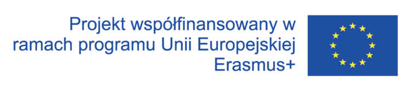 Logotyp Unii Europejskiej z informacją o współfinansowaniu z programu Erasmus+/The logo of the European Union with information about co-financing from the Erasmus + program